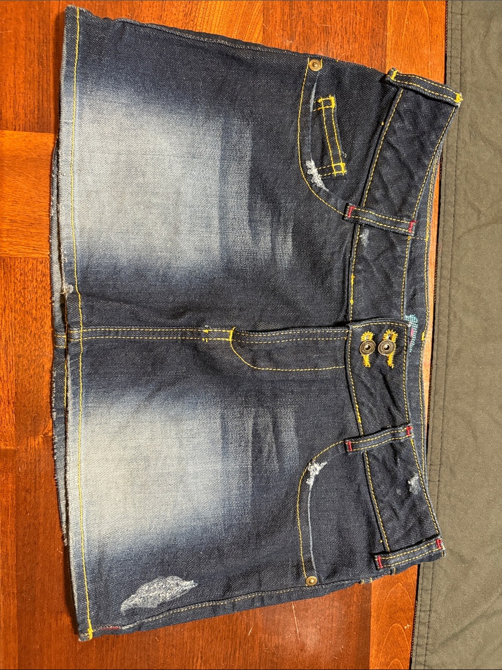 Holy Grail- Rare Vintage Y2K Fiorucci Rhinestone LowRise Denim Cherub Mini Skirt